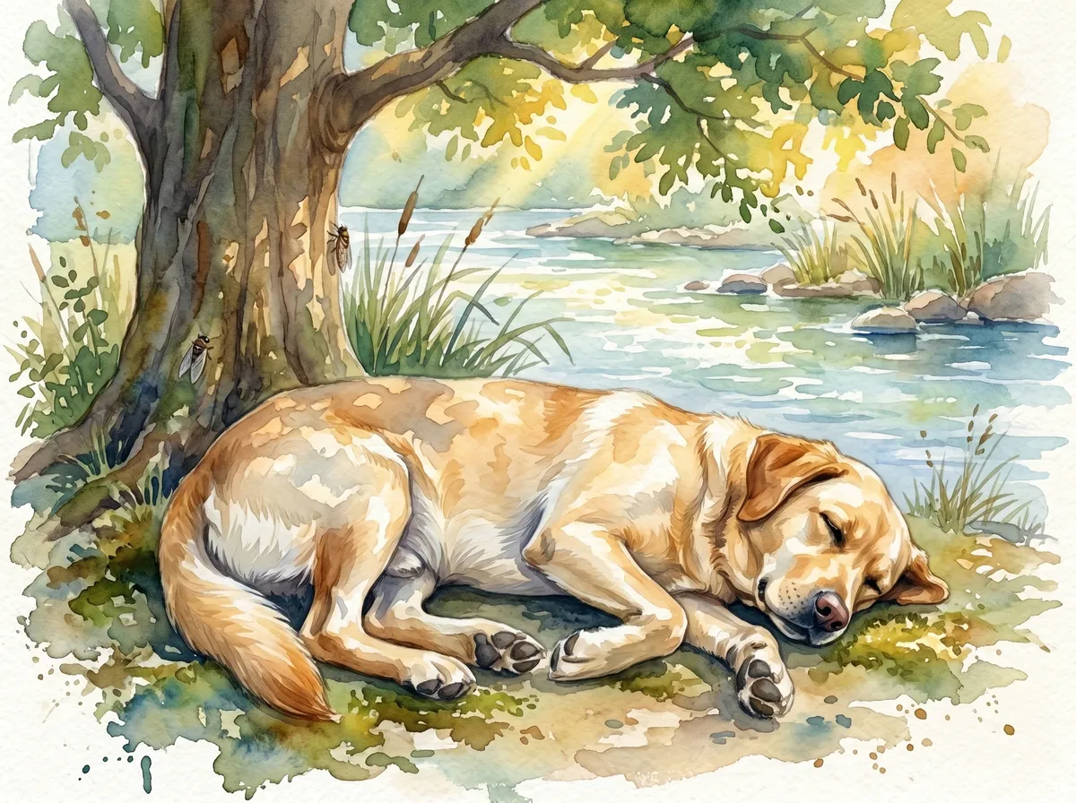 Labrador Retriever watercolor calendar month 8